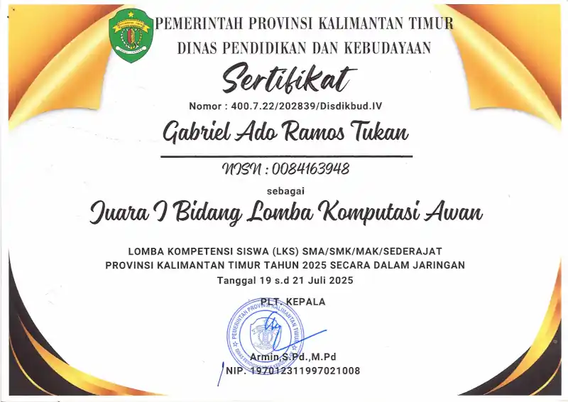 Juara 1 LKS Provinsi Cloud Computing 2025